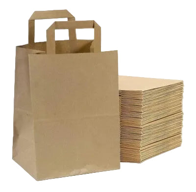 Medium (250+140x300mm) Brown Take Away Bags, Qty 250 Bags