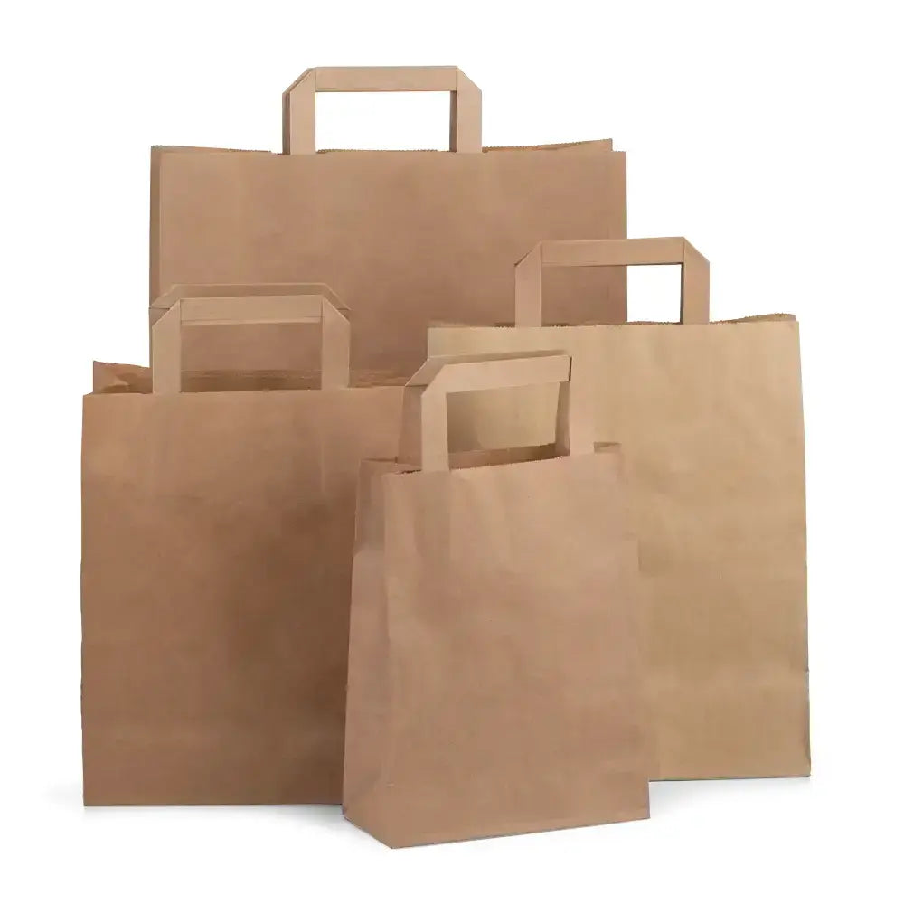 Medium (220+100x250mm) Brown Take Away Bags, Qty 250 Bags